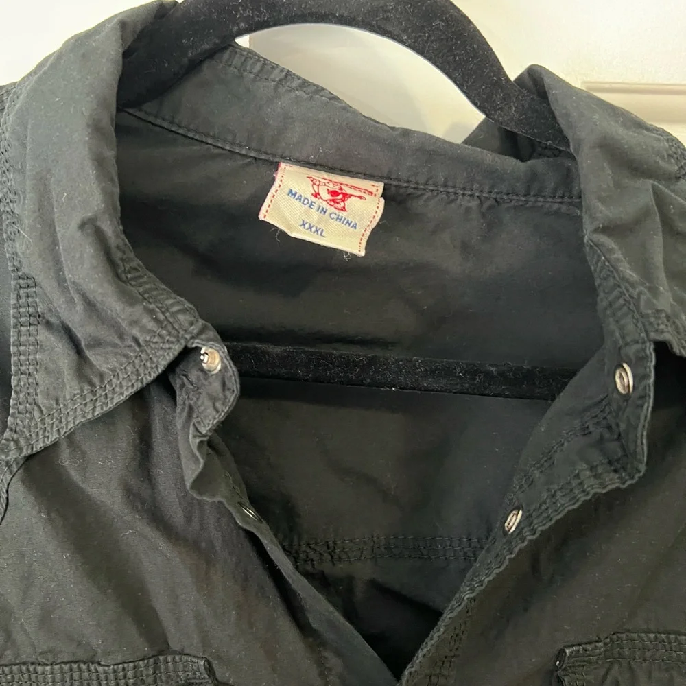 True Religion Mens 3XL Black Western Snap Button Long Sleeve Horseshoe Shirt